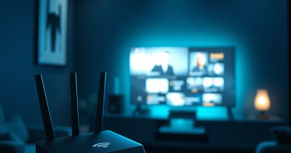 Router mit blinkenden Lichtern symbolisiert die nötige Internetgeschwindigkeit für IPTV